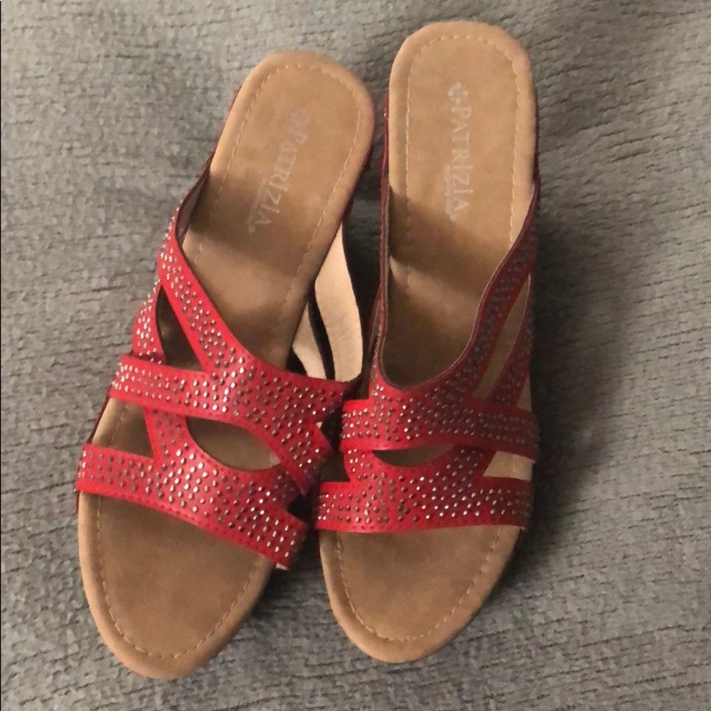 Red studded wedges